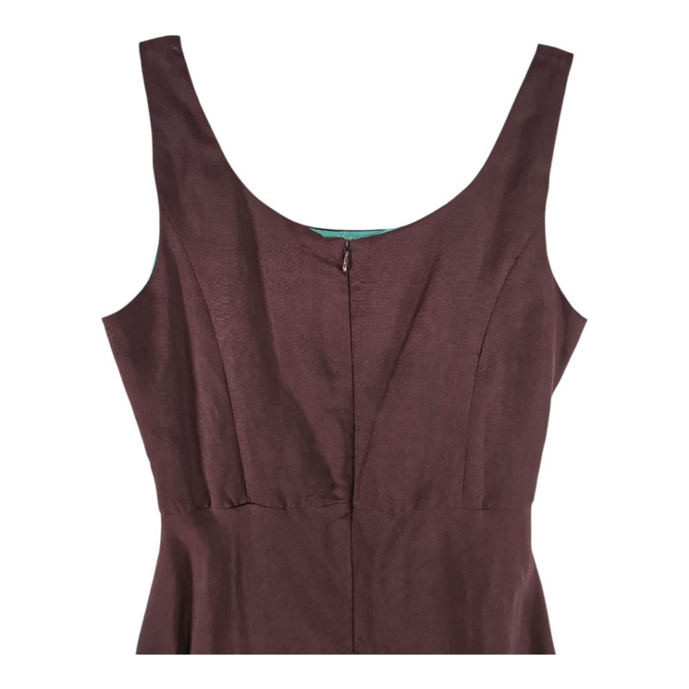 Coldwater Creek Brown Linen Blend Border Print Sleeveless Dress 6P - Picture 6 of 9